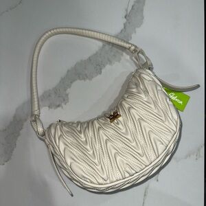 NEW Ivory Sam Edelman Ari Quilted Crescent Shoulder Bag
